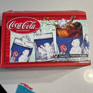 Vintage 1997 Coca-Cola Winter Baby Polar Cub and Seal Glasses Christmas 16 oz Tu